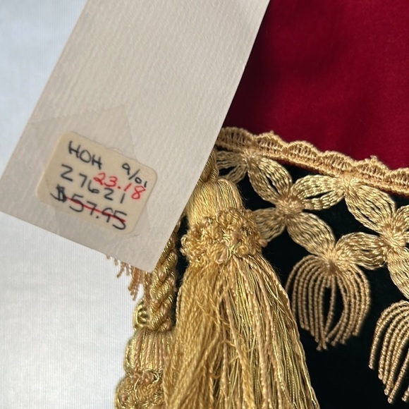 2 Victorian holiday stockings tassels extra large in size mixed media material - Picture 10 of 17